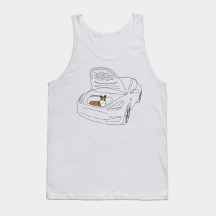 Corgi in a Tesla Model 3 Frunk Tank Top